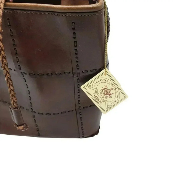 Ellepi Patchwork Bag Brown Leather Retro Purse Classic Shoulder Bag Braided NEW - Picture 2 of 7